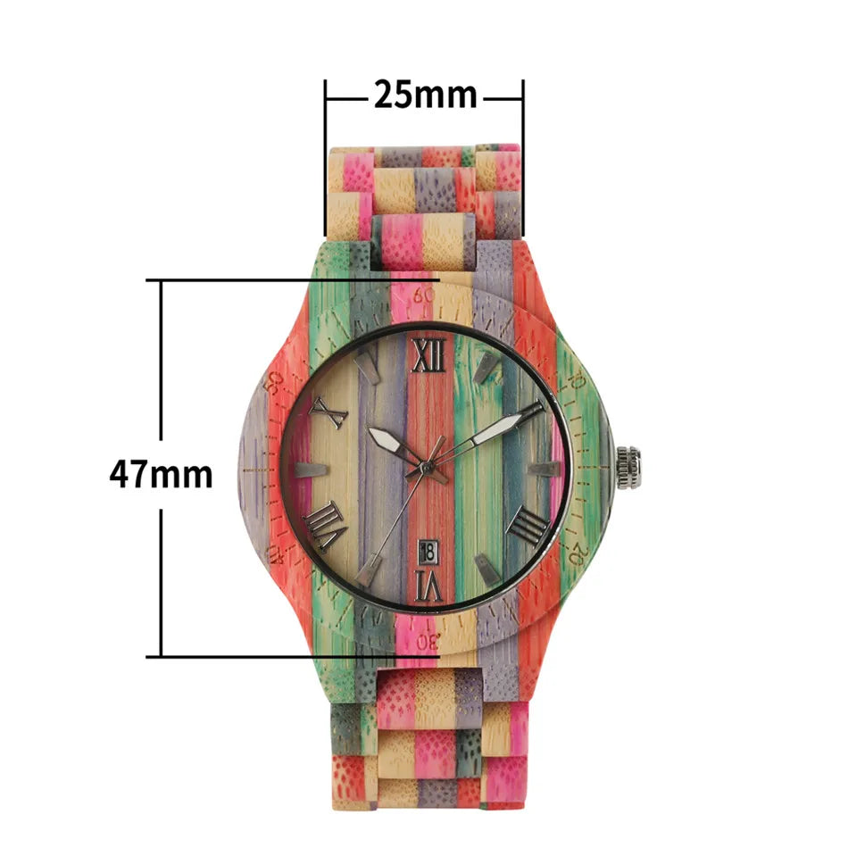 Women Quartz Bamboo Watches Wooden Watch Couple Watches Natural Multi-Colored Bracelet Lovers New Concept Wood Wristwatch