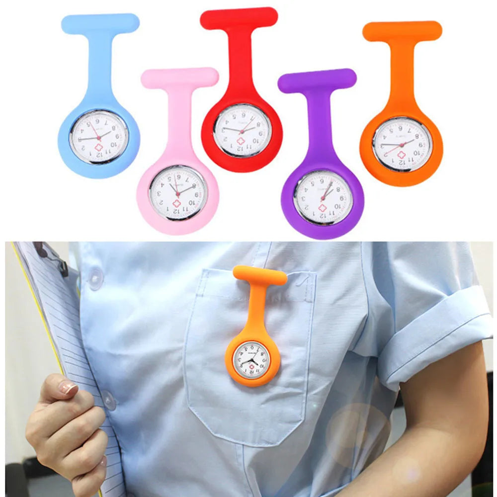 Fashion Nurse Watches Pocket Watches for Girls Colorful Silicone Nurse Watch Clip Brooch Tunic Watch Clearance Sale Dropshipping