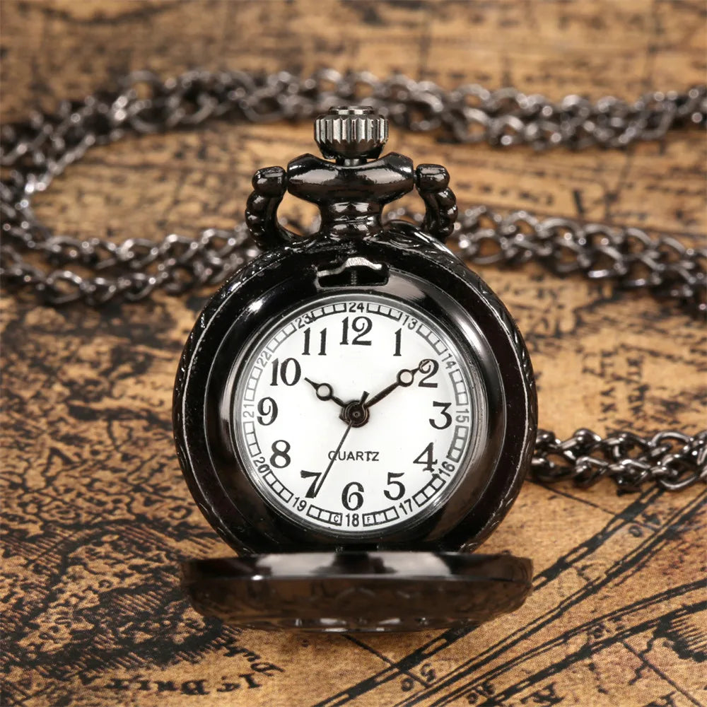 Lovely Mini Necklace Pocket Watch Quartz Arabic Numerals Dial Pendant Chain Antique Tiny Clock Gifts for Kids Women