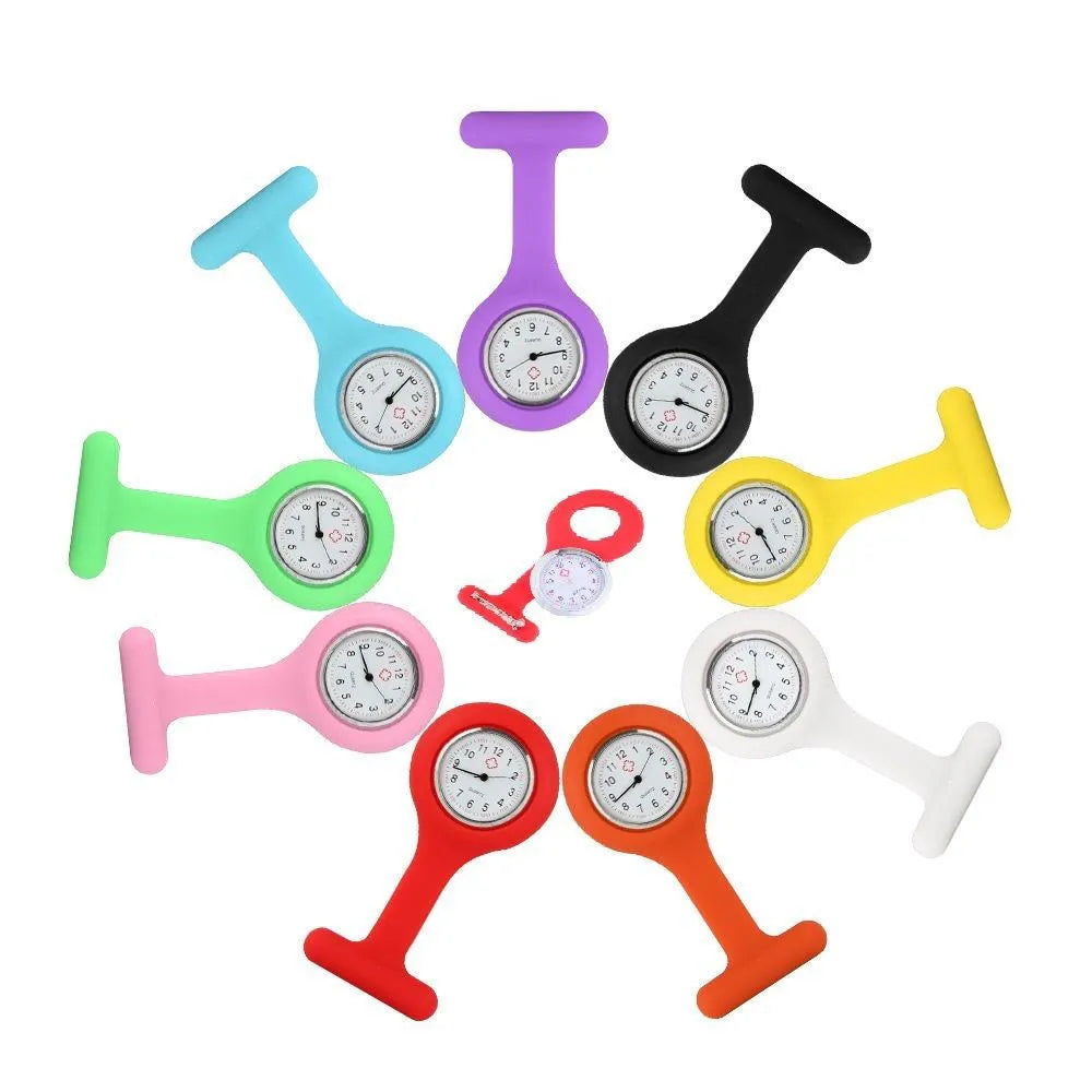 Fashion Nurse Watches Pocket Watches for Girls Colorful Silicone Nurse Watch Clip Brooch Tunic Watch Clearance Sale Dropshipping