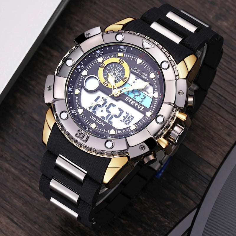 Stryve 8001 Waterproof wristwatches for men hot sales dual movement relojes male fashion designer men luxury watches