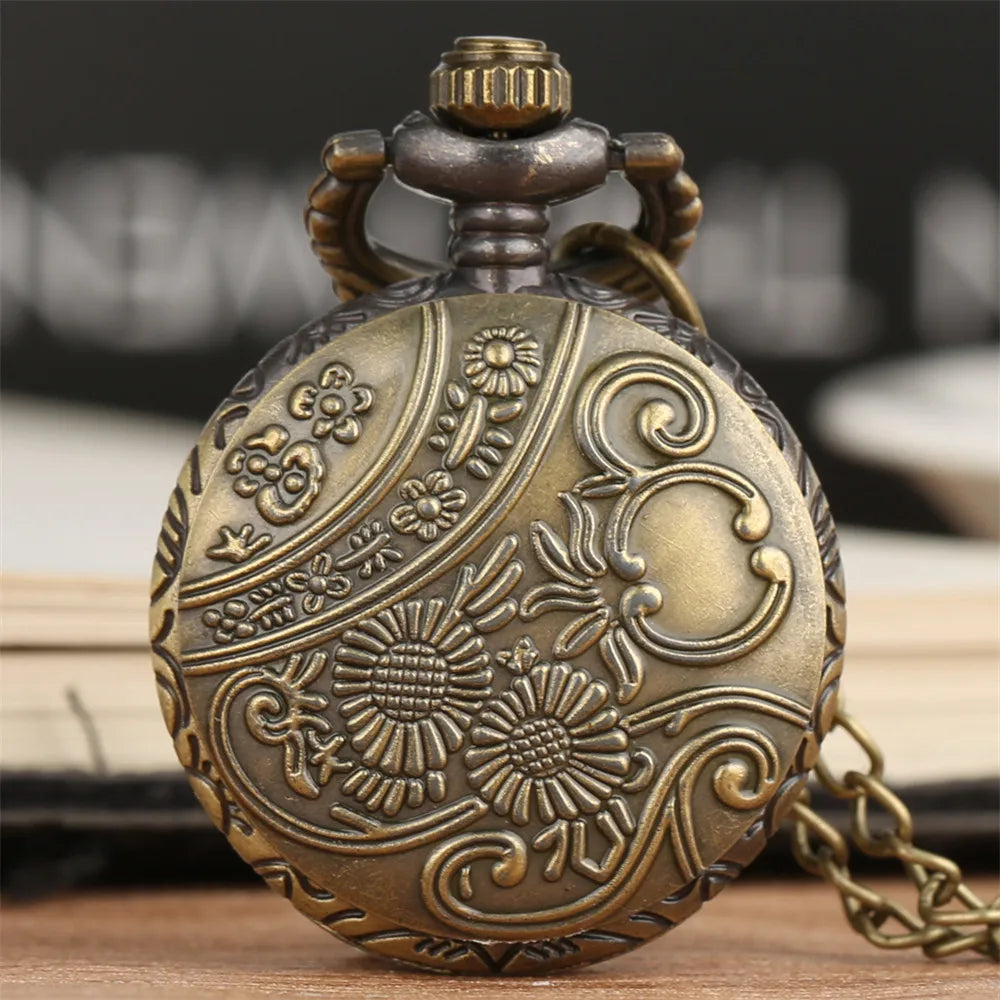 Lovely Mini Necklace Pocket Watch Quartz Arabic Numerals Dial Pendant Chain Antique Tiny Clock Gifts for Kids Women