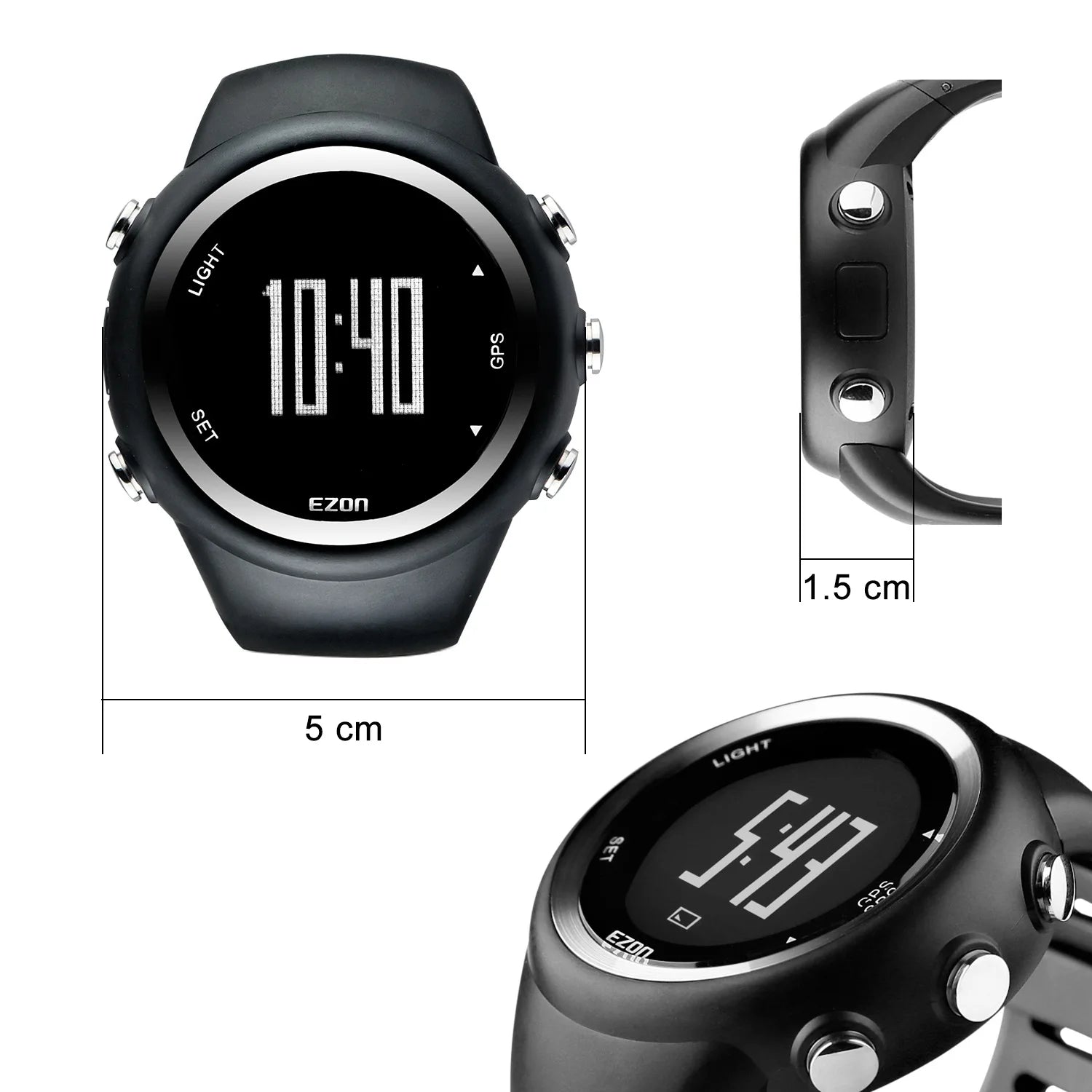 Men's Digital Sport Wristwatch GPS Running Watch With Speed Pace Distance Calorie Burning Stopwatch 50M Waterproof  T031