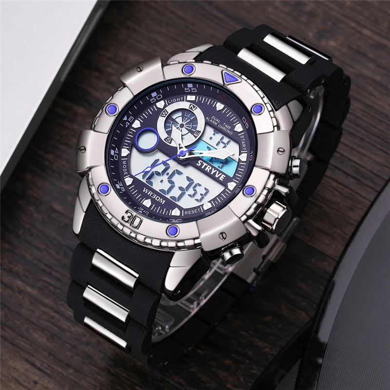 Stryve 8001 Waterproof wristwatches for men hot sales dual movement relojes male fashion designer men luxury watches