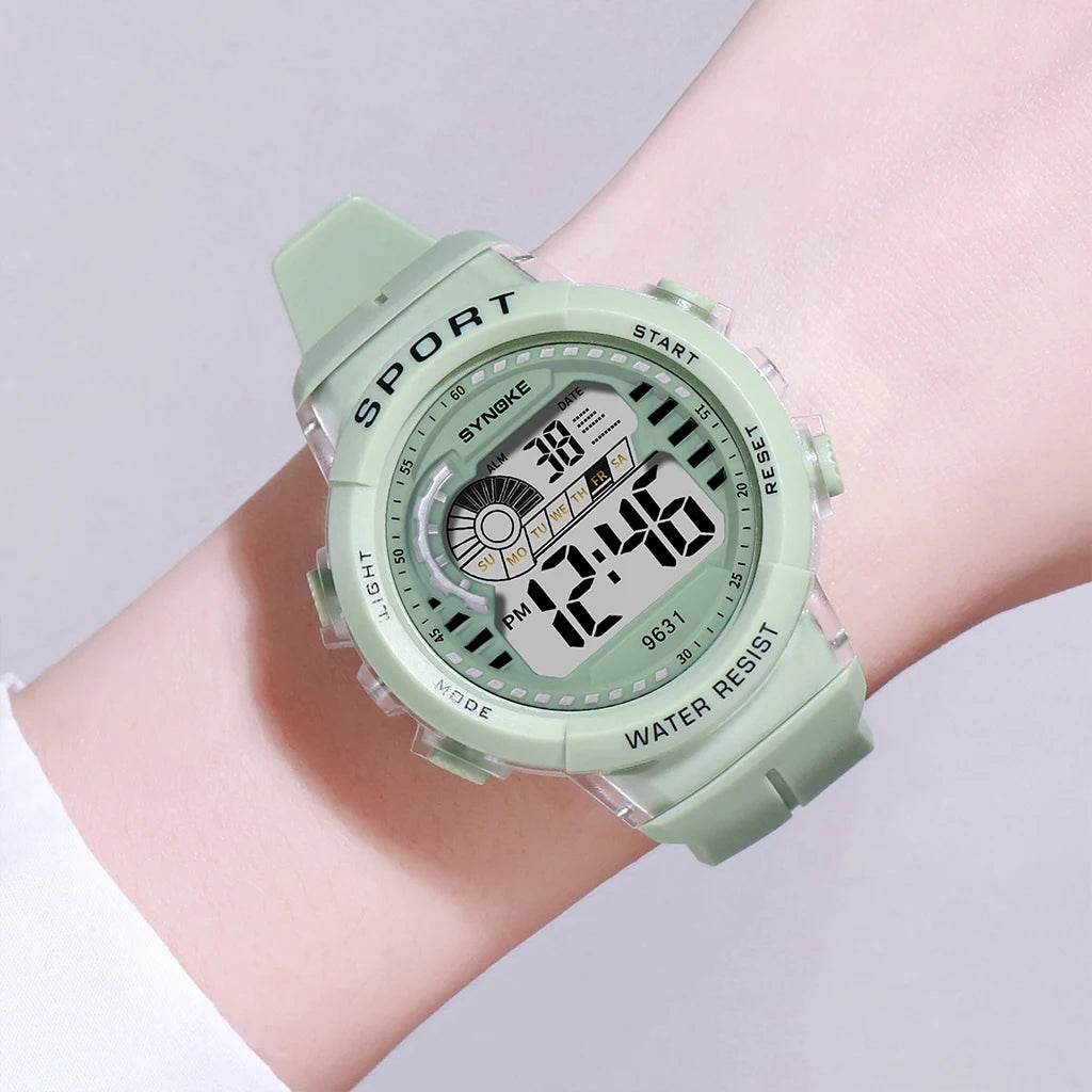 SYNOKE Fashion Kids Sport Watches 50M Waterproof Electronic Wristwatch Stop Watch Clock Children Digital Watch For Boys Girls