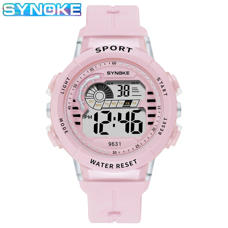 SYNOKE Fashion Kids Sport Watches 50M Waterproof Electronic Wristwatch Stop Watch Clock Children Digital Watch For Boys Girls