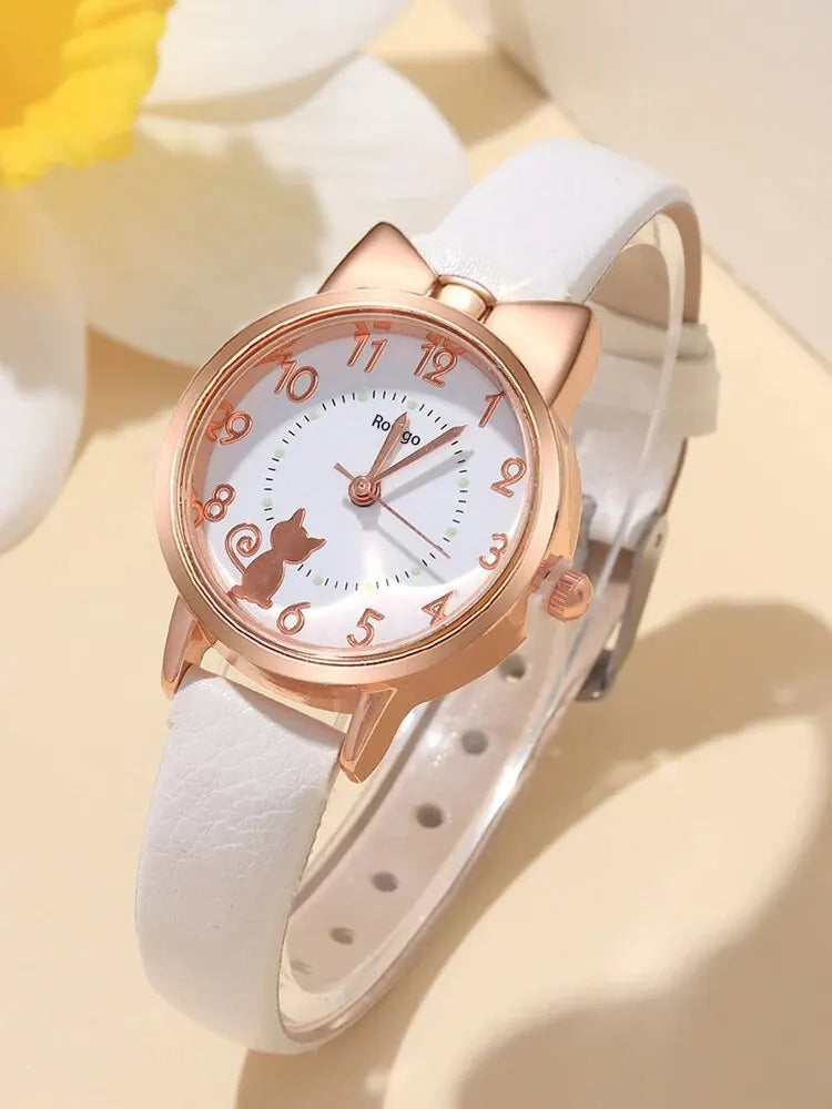 4pcs Fashion Versatile Creative Personalized Men and Women Couple Watch Quartz Watch with Love Pendant Necklace Combination Set