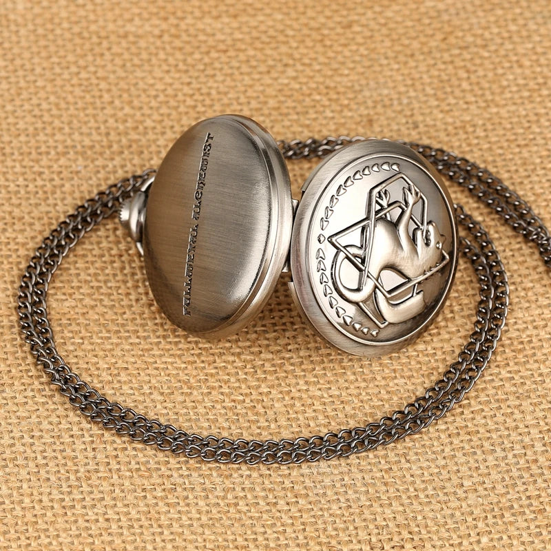 Antique Fullmetal Alchemist Quartz Anime Pocket Watch Cosplay Edward Elric Clock Design Pendant Necklace Chain Vintage Chain