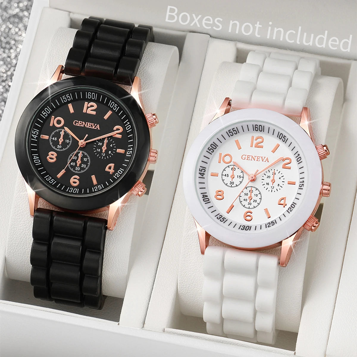 2PCS/Set Couple Watches Fashion Silicone Band Analog Quartz Watch(Without Box)