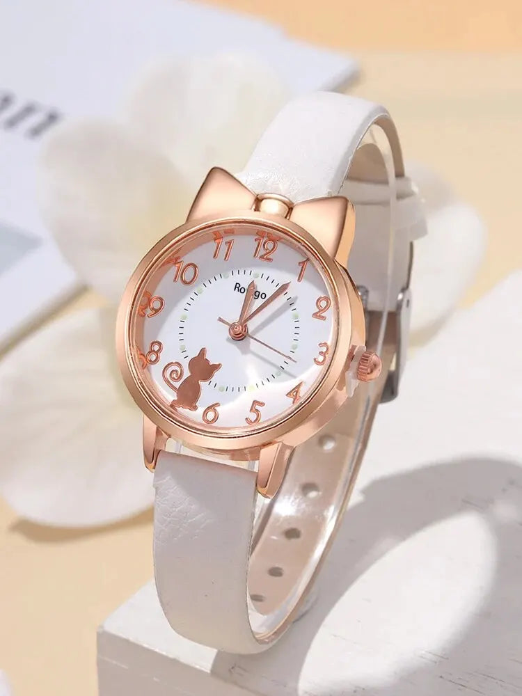 4pcs Fashion Versatile Creative Personalized Men and Women Couple Watch Quartz Watch with Love Pendant Necklace Combination Set