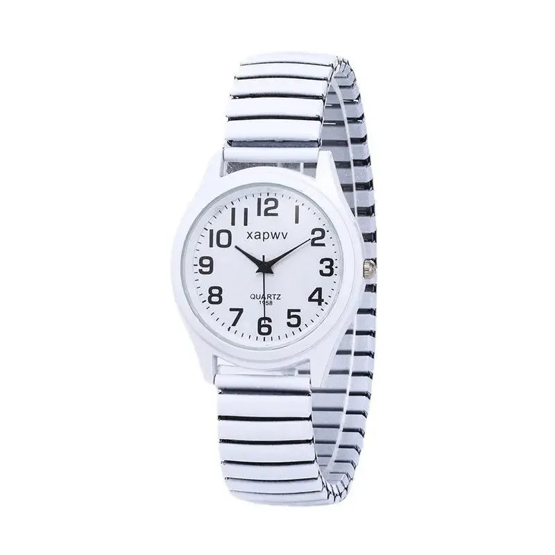 Creative Black and White Elastic Band Watch Elderly Couple Stretch Retro Couple's Watch 1pc