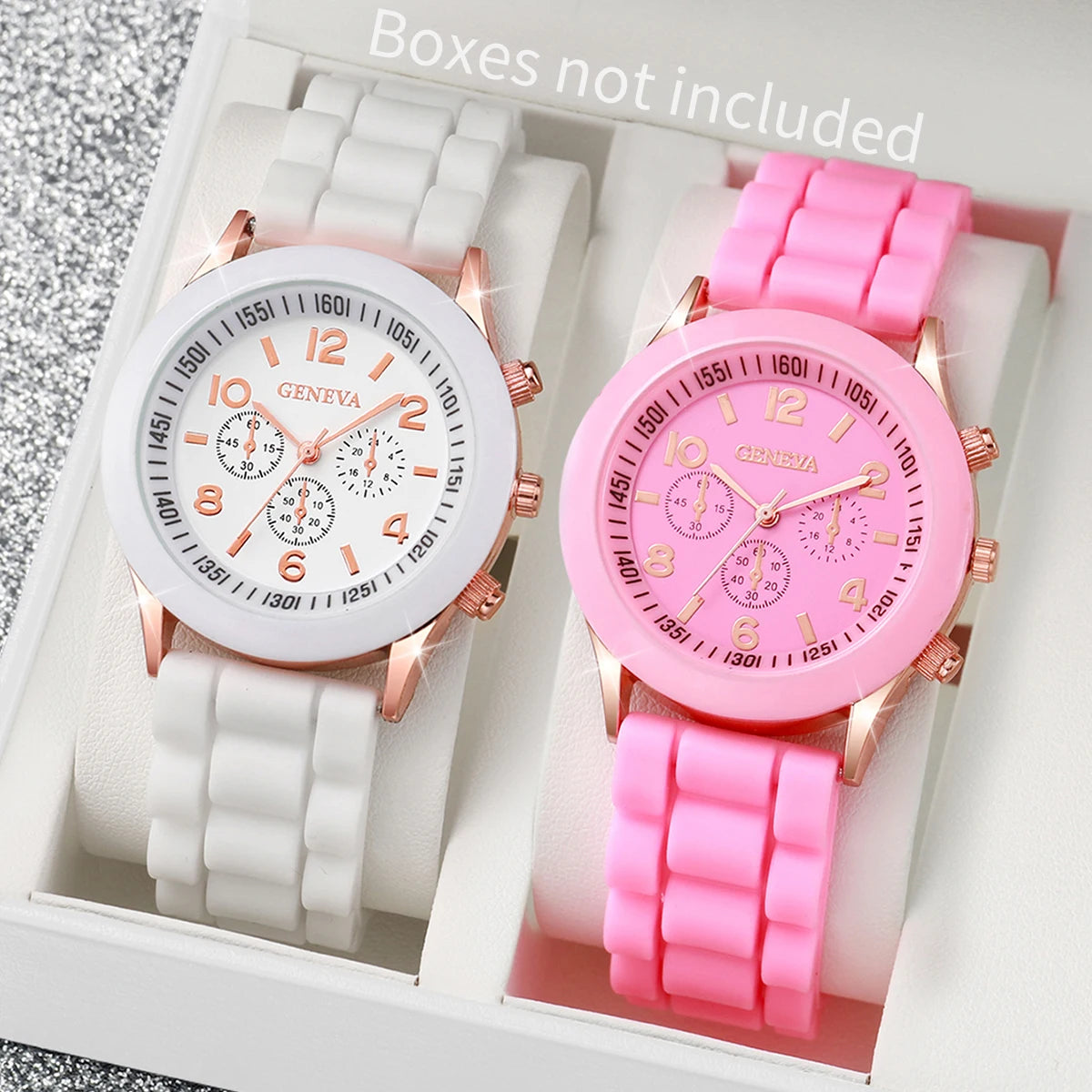 2PCS/Set Couple Watches Fashion Silicone Band Analog Quartz Watch(Without Box)