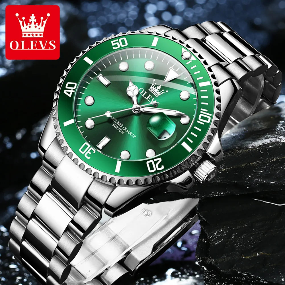 OLEVS Original Quartz Watch for Men Stainles Steel Waterproof Sport Watches Fashion Luxury Top Brand Men's Wristwatch Hot Sale