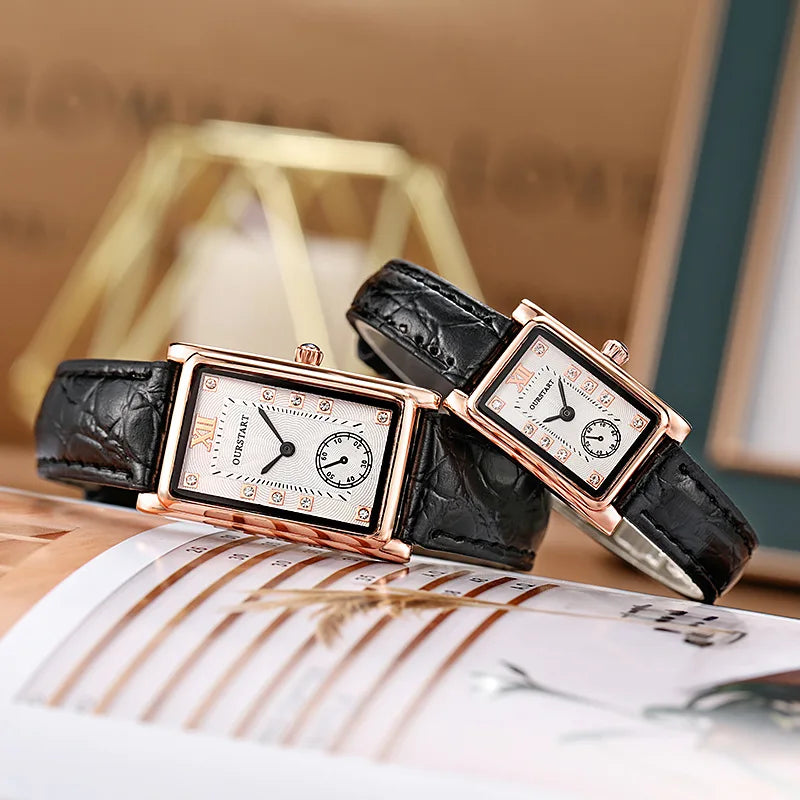 2024 New Couple Watches Luxury Lover's Casual Quartz Watch Women Leather Rectangle Watches For Gift Relogio Feminino Male Clock