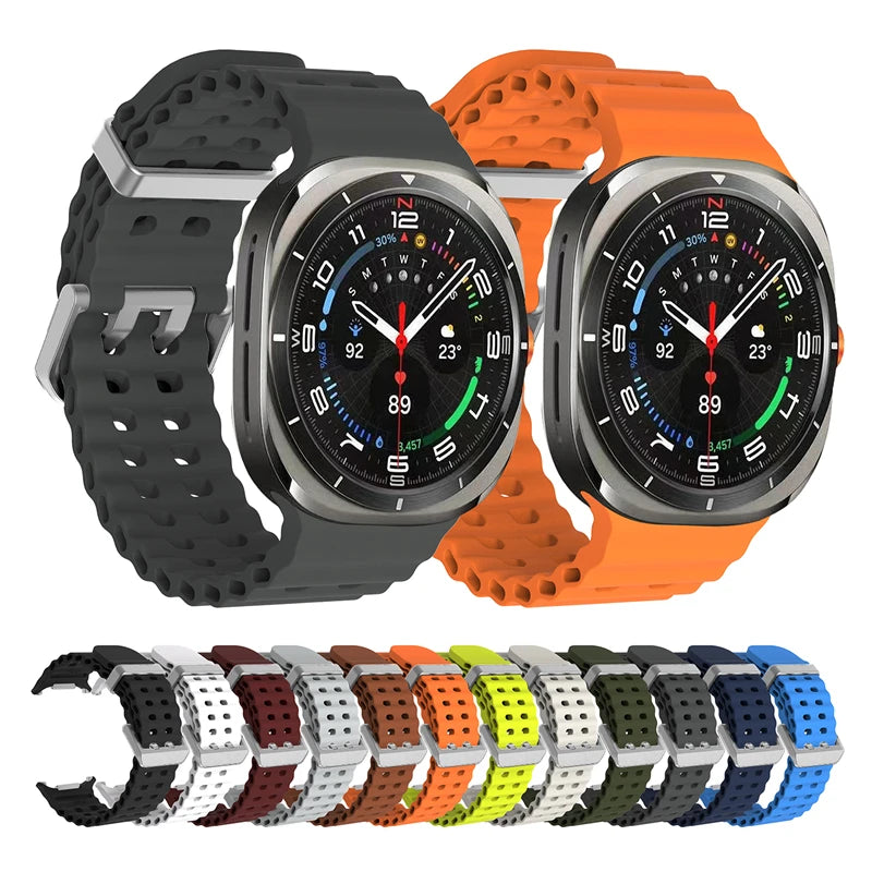 Marine Band For Samsung Galaxy Watch Ultra 47mm Sports Silicone Strap Bracelet For Samsung Galaxy Ultra Watchband Accessories