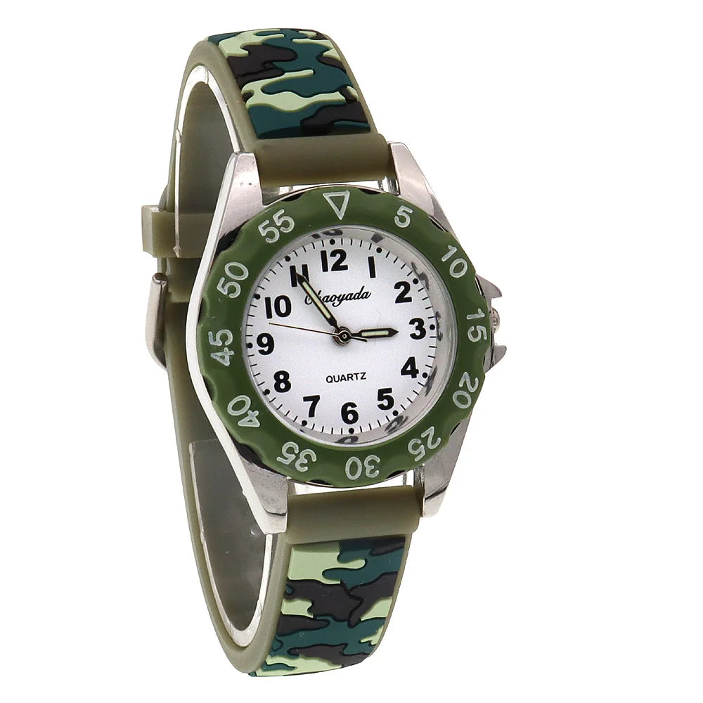 luminous hands boys girls fashion camouflage silicone strap quartz watches children kids students digital cool waterproof clocks