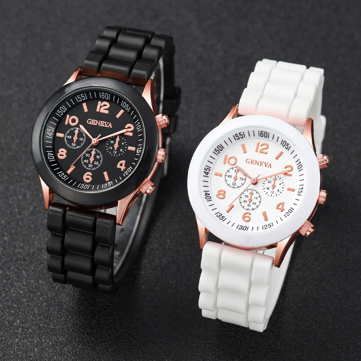 4PCS/Set Couples Watches Fashion Silicone Band Analog Quartz Watch With Heart Bracelets