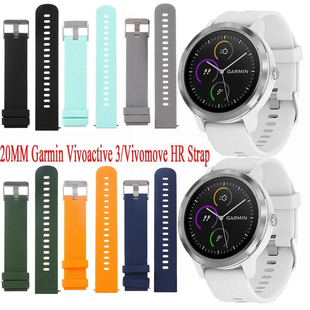 Watch Band for Garmin Vivoactive 3 / Vivomove HR 20MM Smart Watch Bracelet Wrist Strap Belt Silicone Watchband Accessories