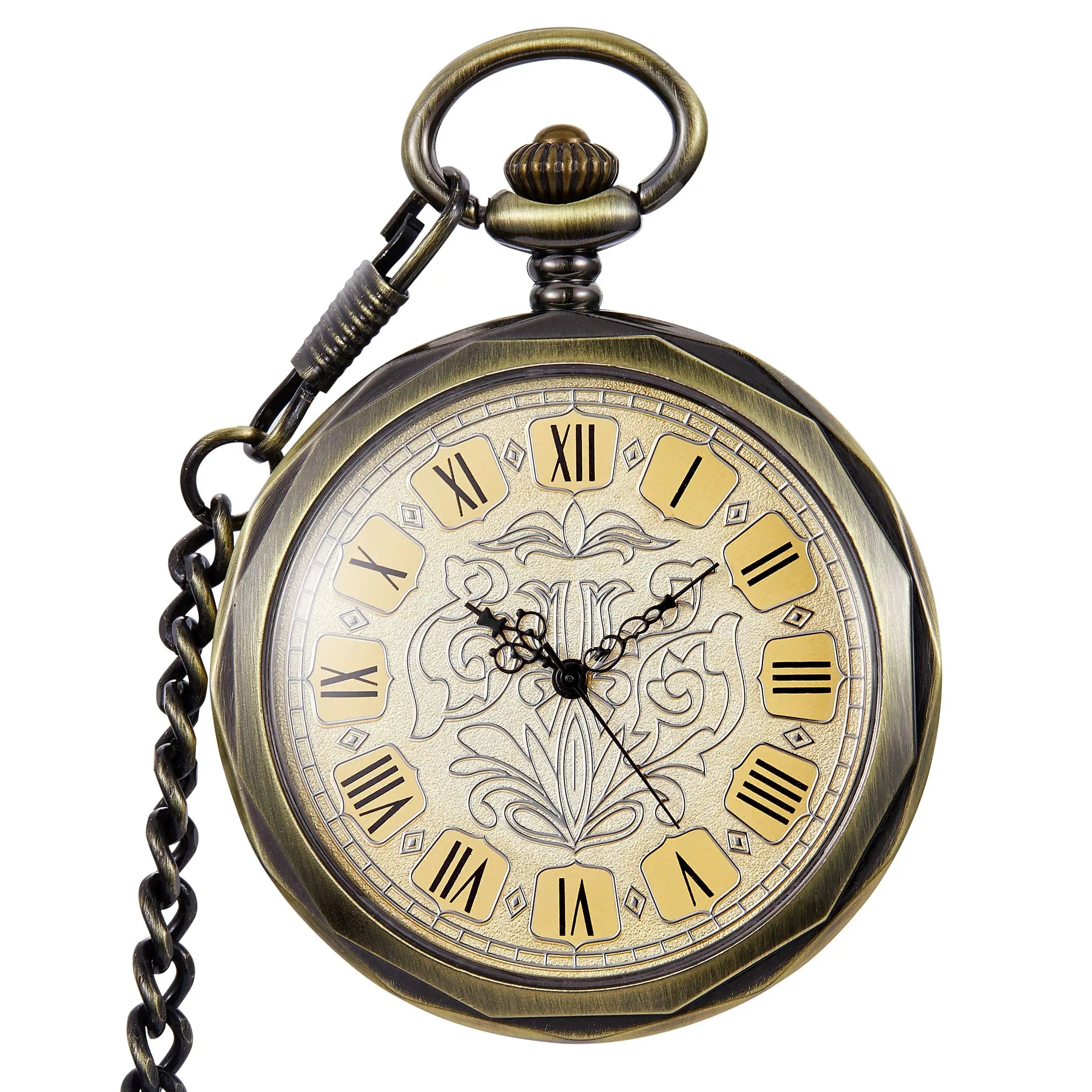 Antique Silver London Pocket & Fob Watches Hand Wind Skeleton Men Women Mechanical Pocket Watch With Pendant Chain Necklace