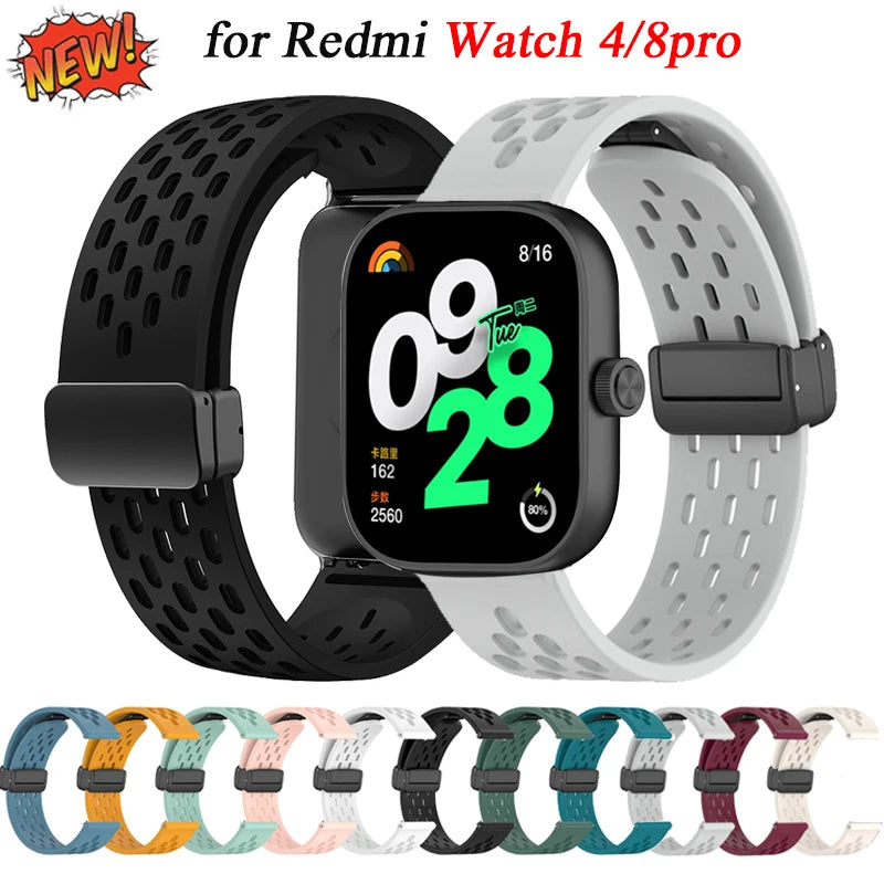 Silicone Strap for Redmi watch 4/8 Pro Magnetic Buckle Sports Band for Mi band 8 pro Correa Breathable Bracelet  Accessories