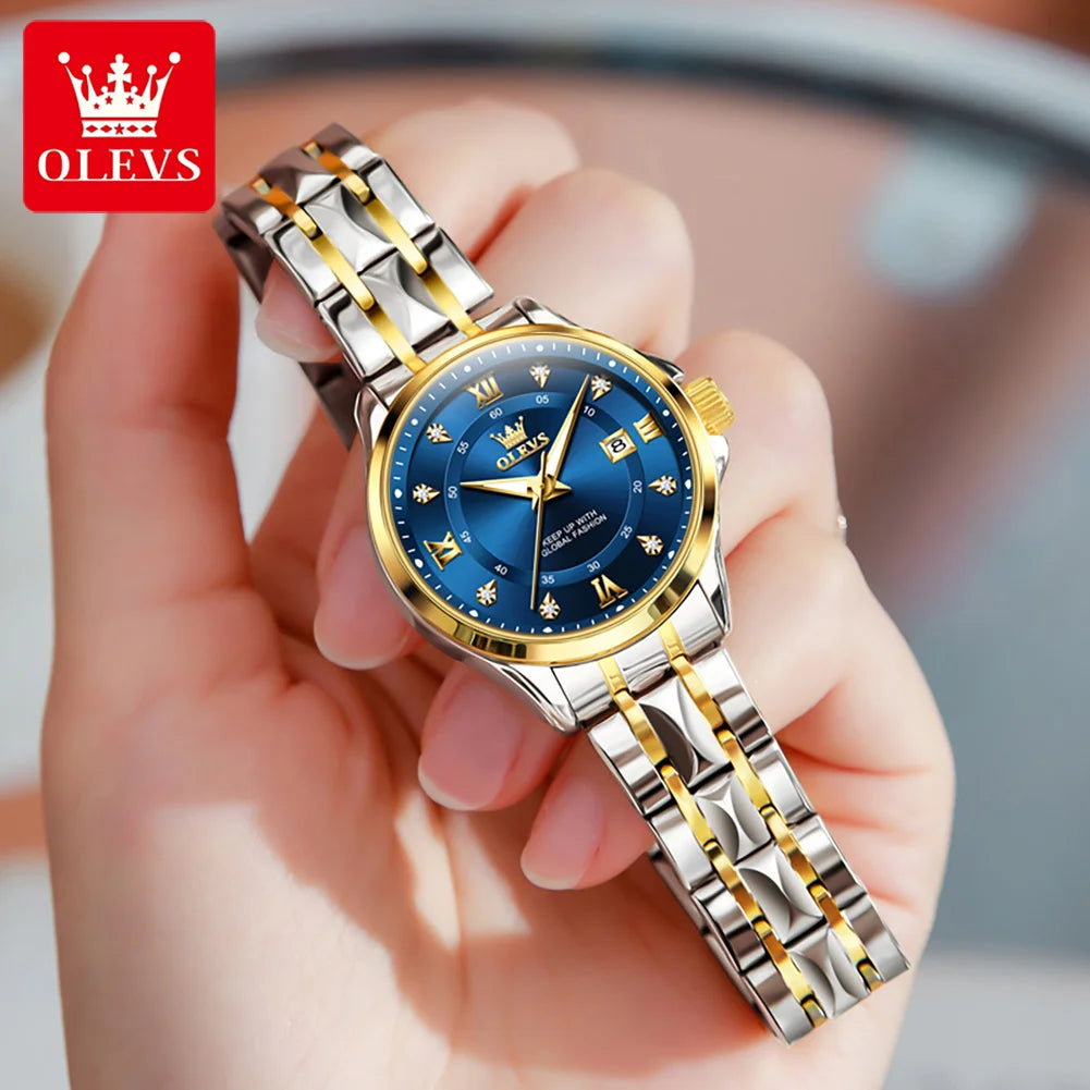 OLEVS Luxury Brand Couple Watch With Date Waterproof Luminous Quartz Watch Romantic Lover Original Men's and women's Watches