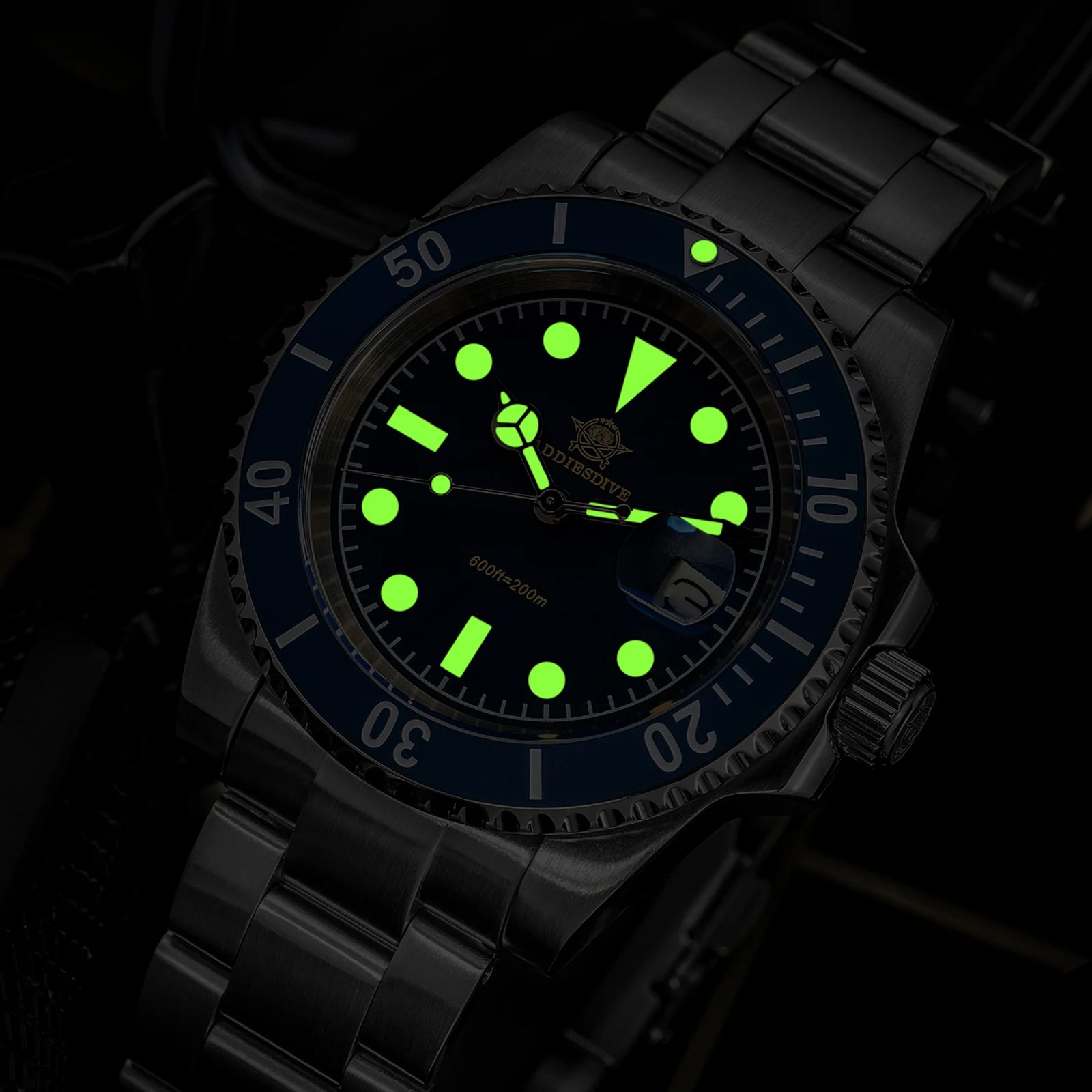 ADDIESDIVE Hot Sale Fashion Quartz Watch For Men 200M Waterproof Super Luminous Watches Stainless Steel AD2054 Dive Reloj Hombre