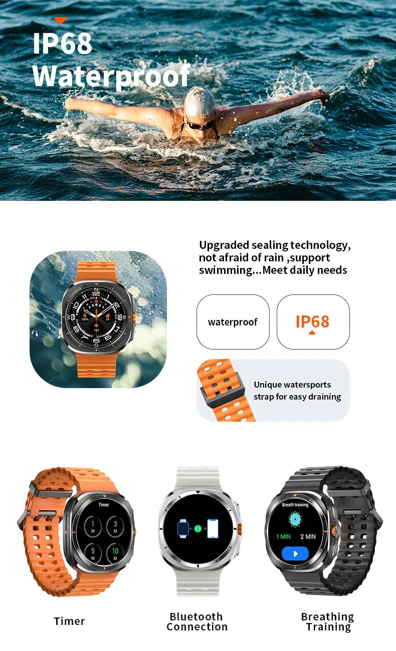 smart watch 2024 W7 Compass Waterproof Wireless Charging reloj hombre cmf watch pro 2 워치7울트라 watch 7 ultra reloj inteligente