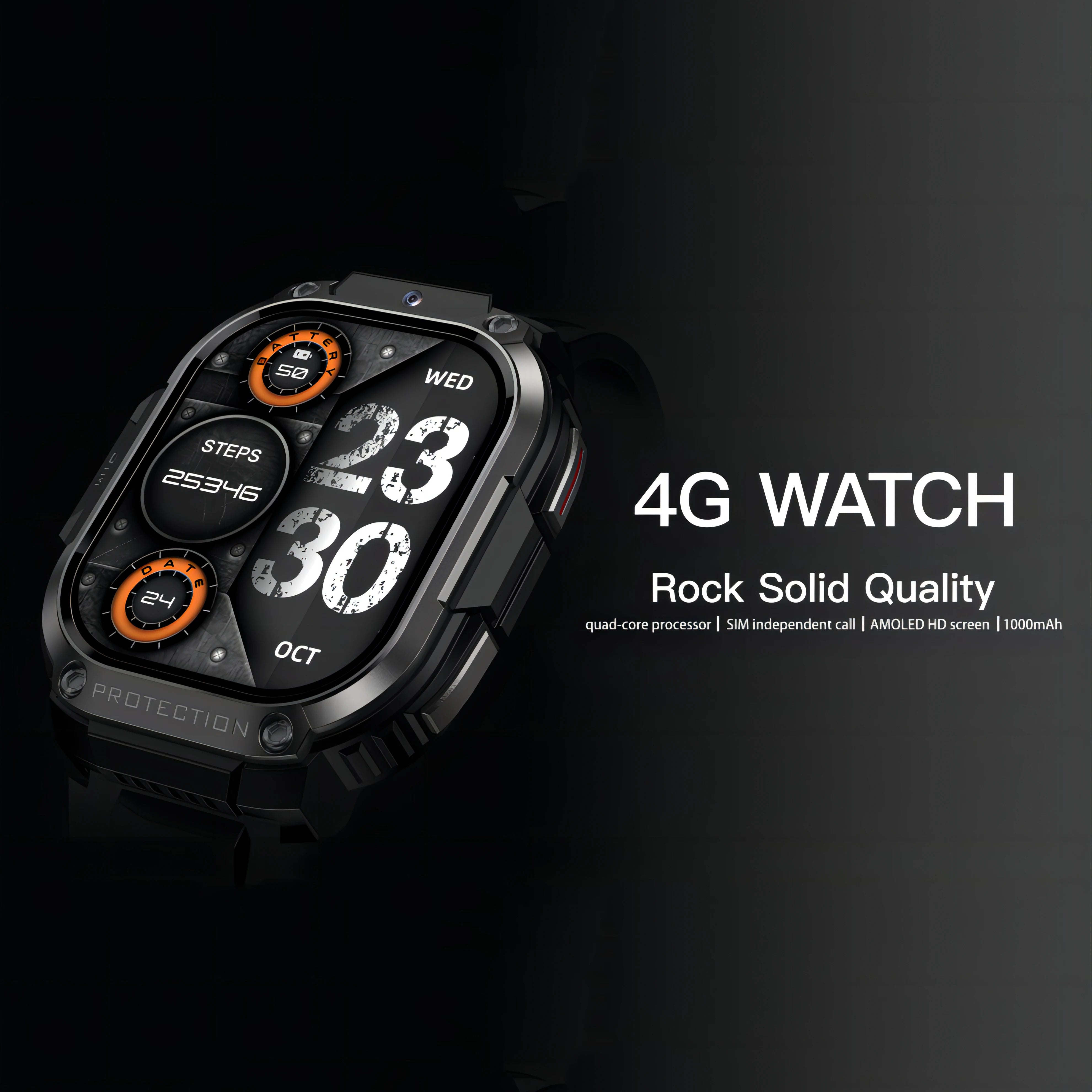 Rainbuvvy DM63 AMOLED 4G LTE Smart Watch 2.13" HD Screen 2GB RAM 16G ROM With SIM Wifi Camera Android8.1 Sports Watch